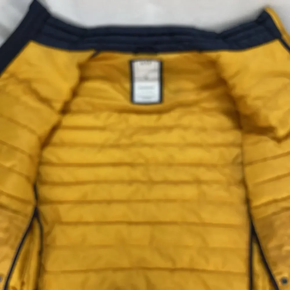 Gap ColdControl Color Block Puffer Jacket Men's Medium Navy Blue Yellow White